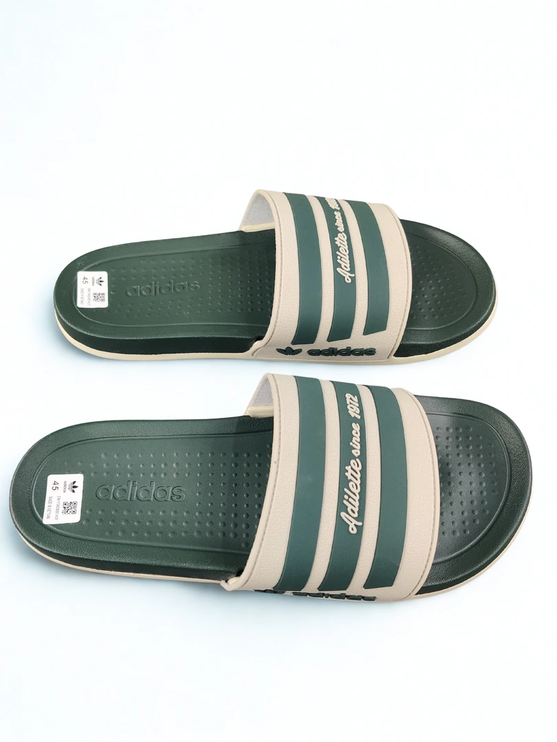 Adidas Adilette Slide Sandals – Green & Cream