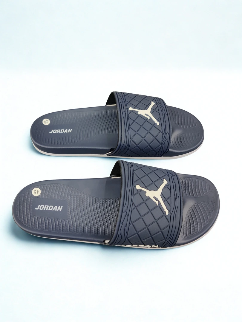 Jordan slides with a Neavy Blue strap