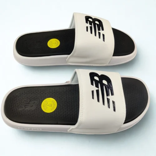 New Balance Slide Sandals – White with black step